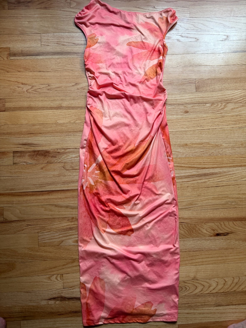 SHEIN Women’s Pink Floral Maxi Fitted  Dress